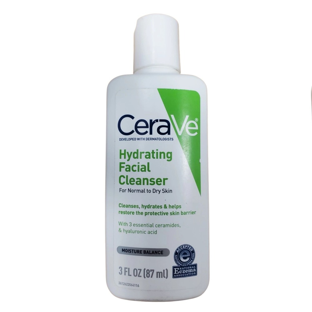 CeraVe Hydrating Facial Cleanser Hyaluronic Acid for Normal to‎ Dry Skin 3 fl oz